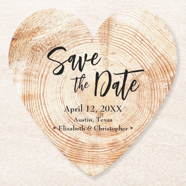 Save the date Wood grain Wedding Rustic  Underlägg Papper (Framsida)