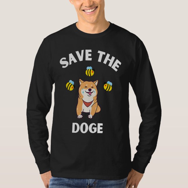 Save The Doge Cute Doge With Bees Gamer Gaming T Shirt (Framsida)
