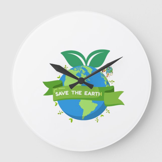 Save the Earth Wall Clock Stor Klocka (Framsida)