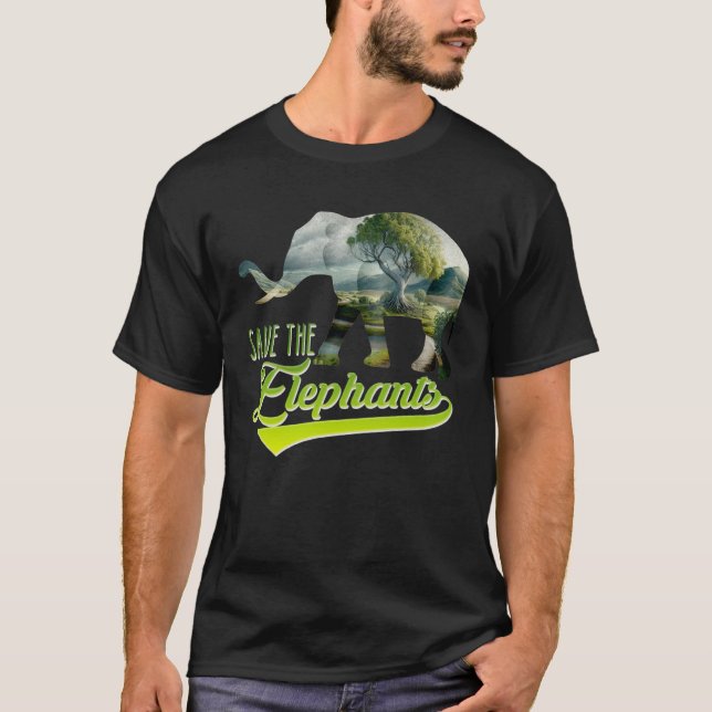 Save the Elephants protected species Animal welfar T Shirt (Framsida)