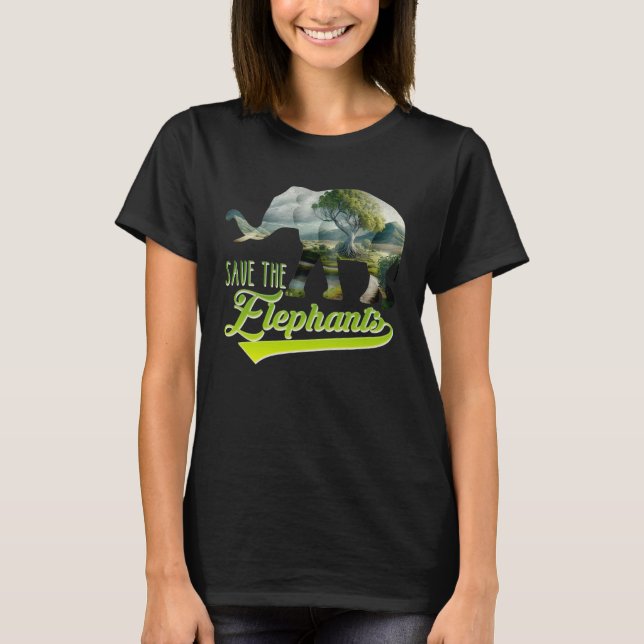 Save the Elephants protected species Animal welfar T Shirt (Framsida)