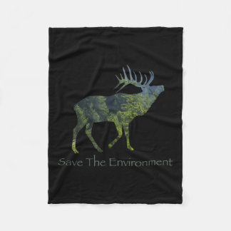 Save The Environment Deer Silhouette Environmental Fleecefilt