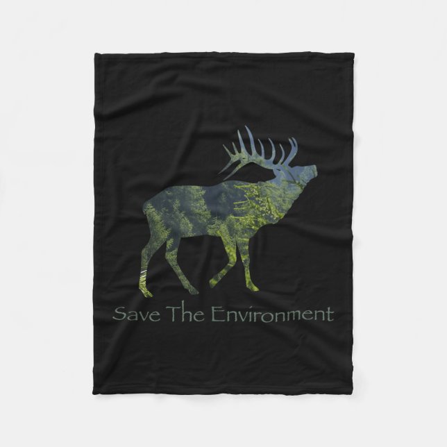 Save The Environment Deer Silhouette Environmental Fleecefilt (Framsidan)