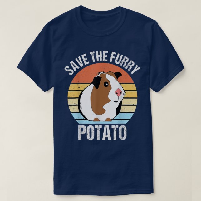 Save the fluffy potato Funny guinea pig  T Shirt (Design framsida)