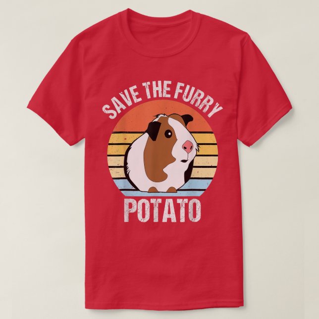 Save the fluffy potato Funny guinea pig  T Shirt (Design framsida)