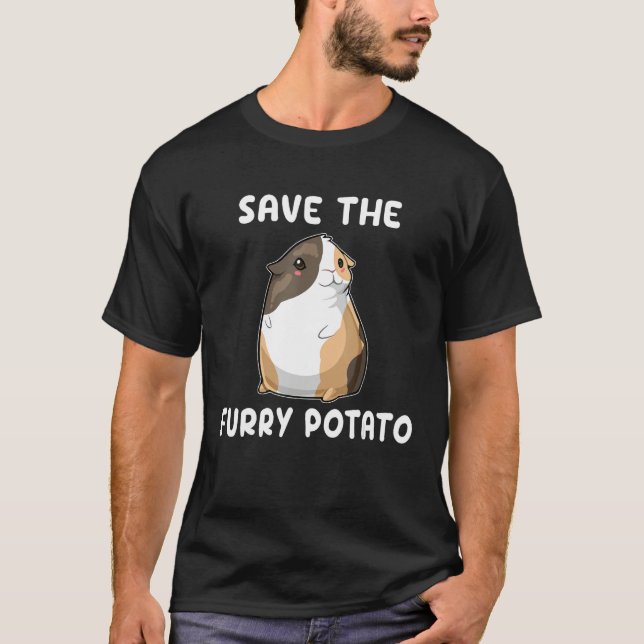 Save The Furry Potato  Guinea Pig T Shirt (Framsida)