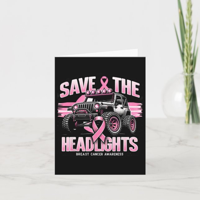Save The Headlights Bröstcancer Awareness 1  Kort (Framsida)