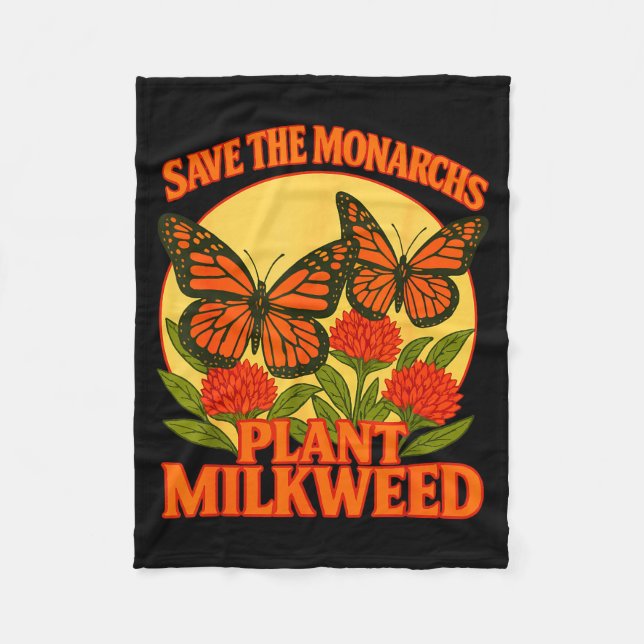 Save The Monarchs Plant Some Milkweed Butterfly Gi Fleecefilt (Framsidan)