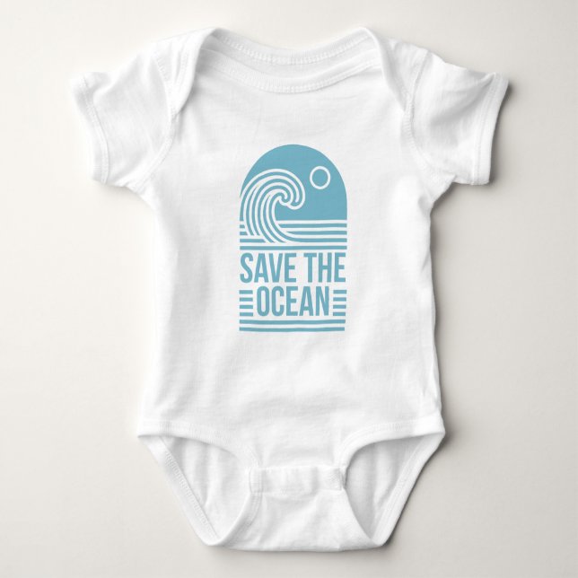 Save the ocean activist beach retro blue aesthetic t shirt (Framsida)