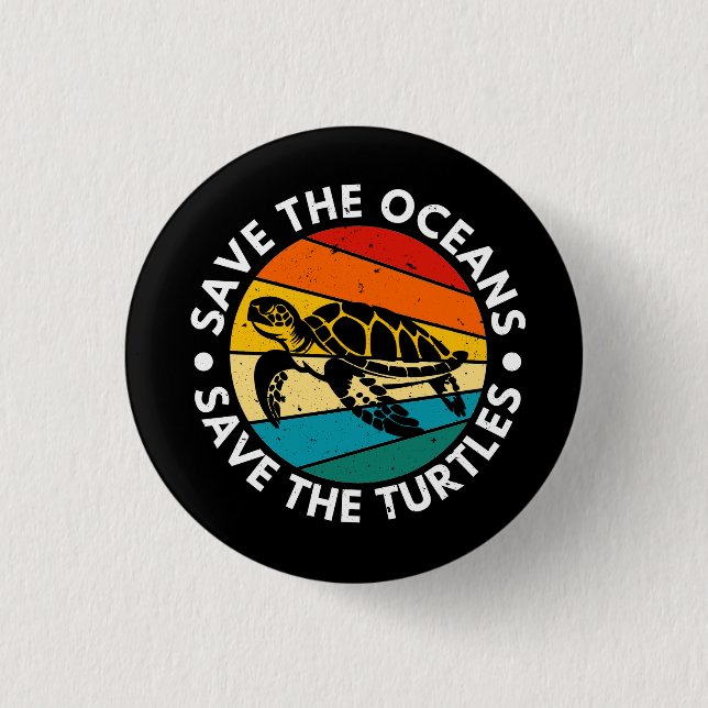 Save The Oceans Save The Turtles Knapp (Framsida)