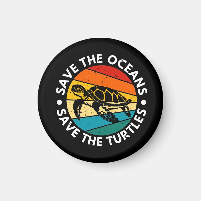 Save The Oceans Save The Turtles Magnet (Framsidan)