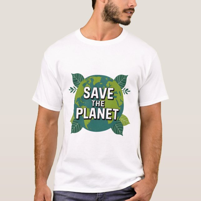 Save the Planet Eco Friendly T‑Shirt T Shirt (Framsida)