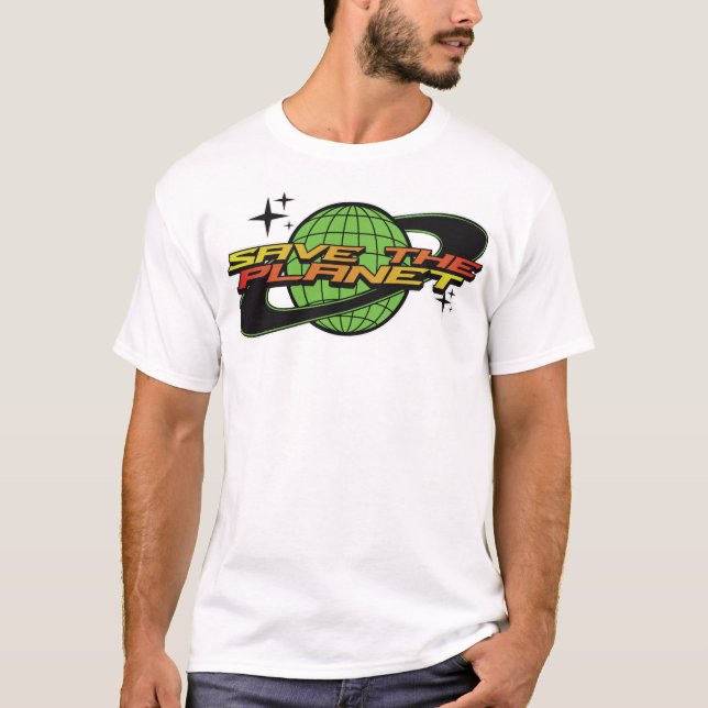 Save The Planet Retro T-Shirt – Eco Friendly Vinta (Framsida)