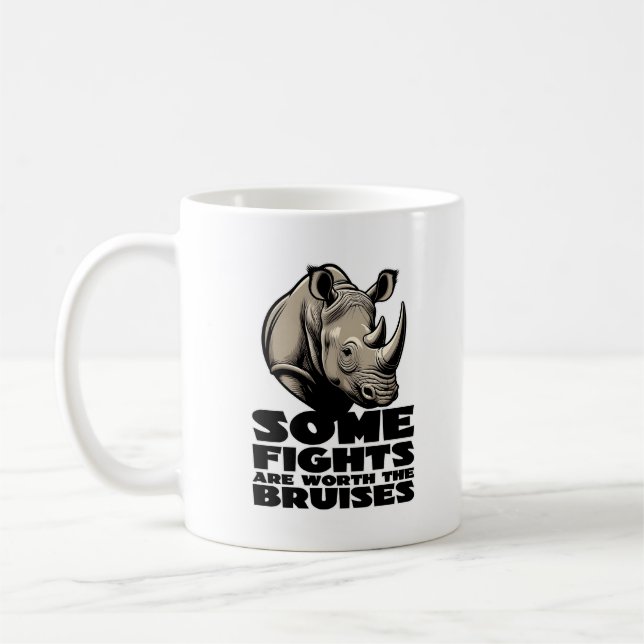 Save The Rhino Resilience Fight Design. Kaffemugg (Vänster)
