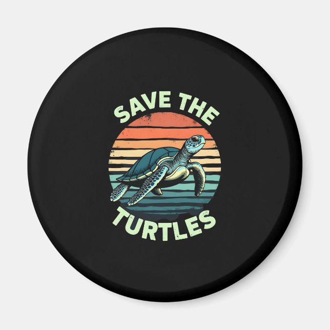 Save The Turtles Animal Turtle Pet Lover (2) Magnet (Framsidan)