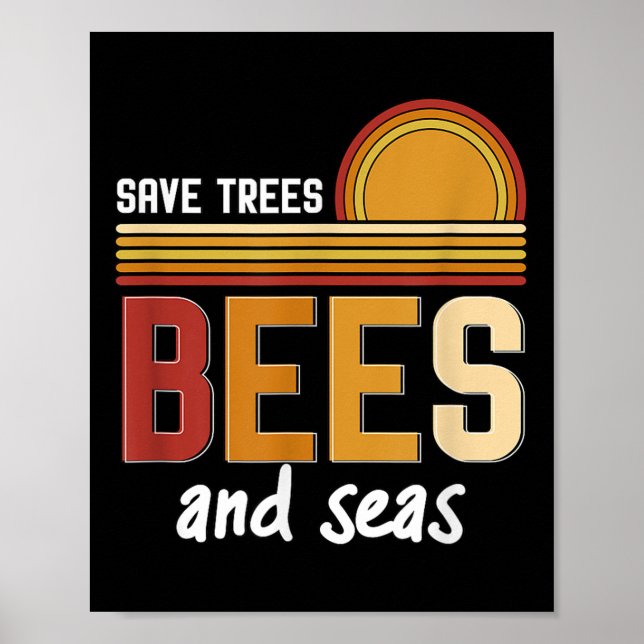 Save Trees Bees And Seas Environmental Protection  Poster (Framsidan)
