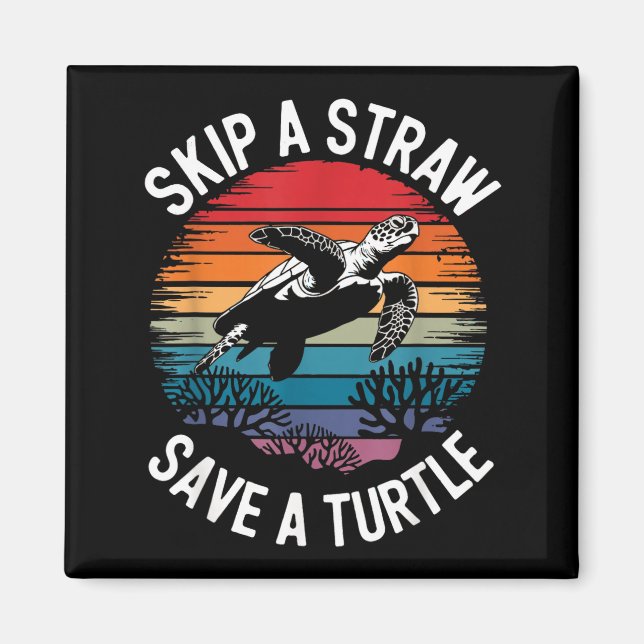 Save Turtles Sea Ocean Turtle Shirt  Magnet (Framsidan)
