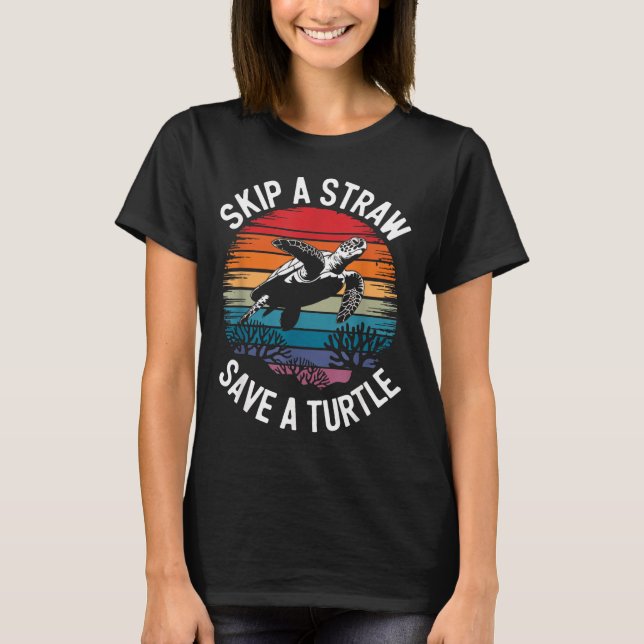Save Turtles Sea Ocean Turtle Shirt  T Shirt (Framsida)
