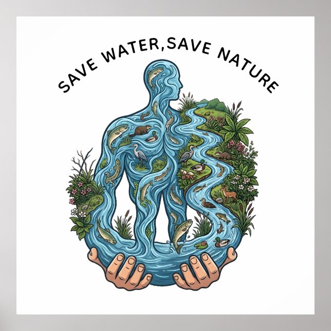 Save Water Save Nature Eco-Conscious Environmental Poster (Framsidan)