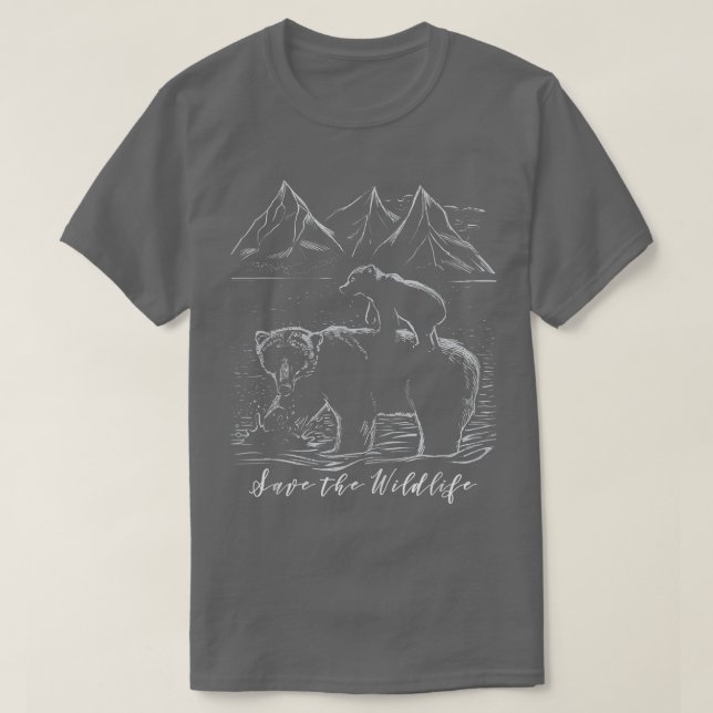 Save Wildlife Silhouette Bear Polar Bear With Youn T Shirt (Design framsida)