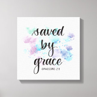 Saved by grace | watercolor background  canvastryck