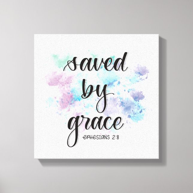 Saved by grace | watercolor background  canvastryck (Framsida)