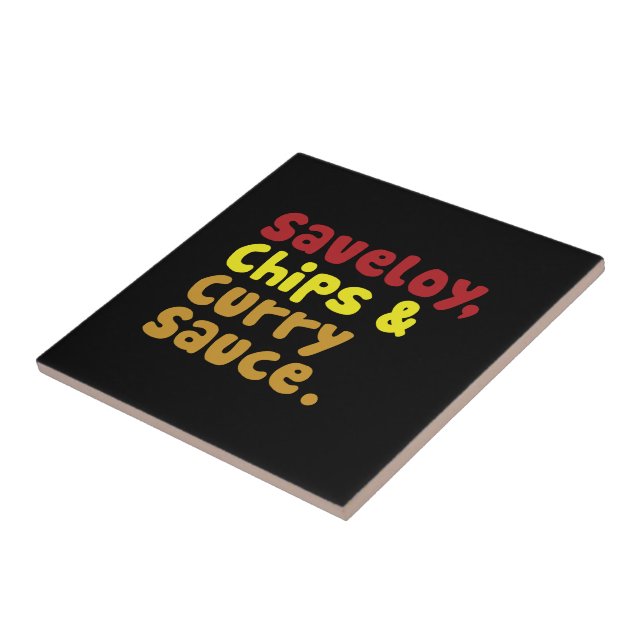 Saveloy, Chip & Curry Sauce. Kakelplatta (Sidan)
