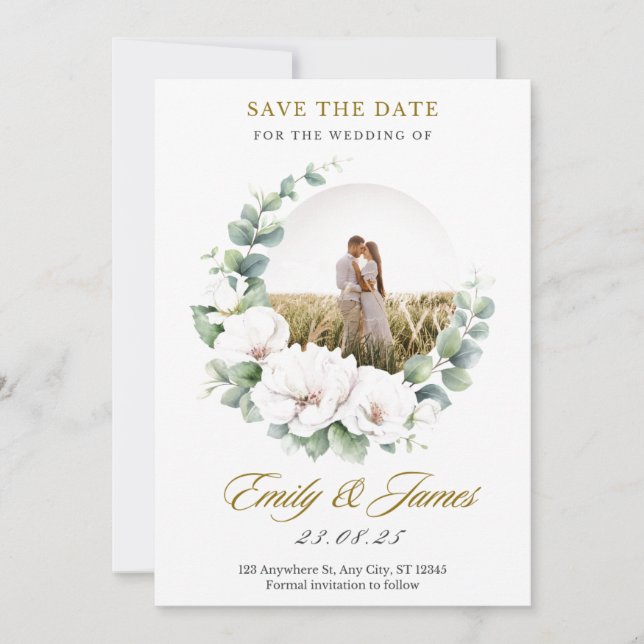 #SavetheDateFortheWeddingOfEmily&James Inbjudningar (Framsida)