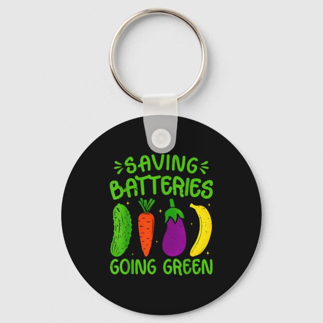 Saving Batteries Going Green Funny Inappropriate H Nyckelring (Framsida)