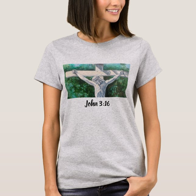 Savior Christian John 3:16., Jul-Påsk T Shirt (Framsida)