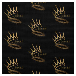 SAVIOR KUNG JESUS Black/Guld Krona Mönster Fabric Tyg