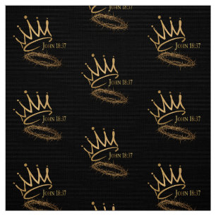 SAVIOR KUNG JESUS Black/Guld Krona Mönster Fabric Tyg