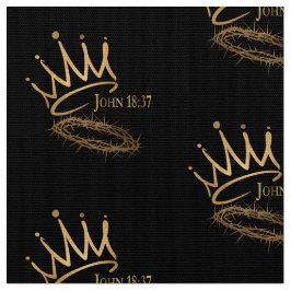 SAVIOR KUNG JESUS Black/Guld Krona Mönster Fabric Tyg
