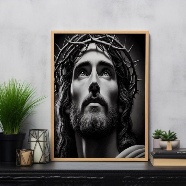 Saviors kompassion i svartvitt poster (Skapare uppladdad)