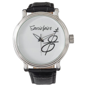 SavoirFaire Manar Vintage Blk Leather Strap Watch Armbandsur