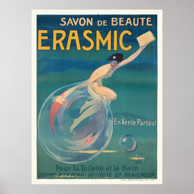 Savon De Beauté Erasmic Frankrike Vintage affisch  (Framsidan)