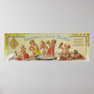 Savon Des Jolis Bebes Soap LabelParis, Frankrike Poster