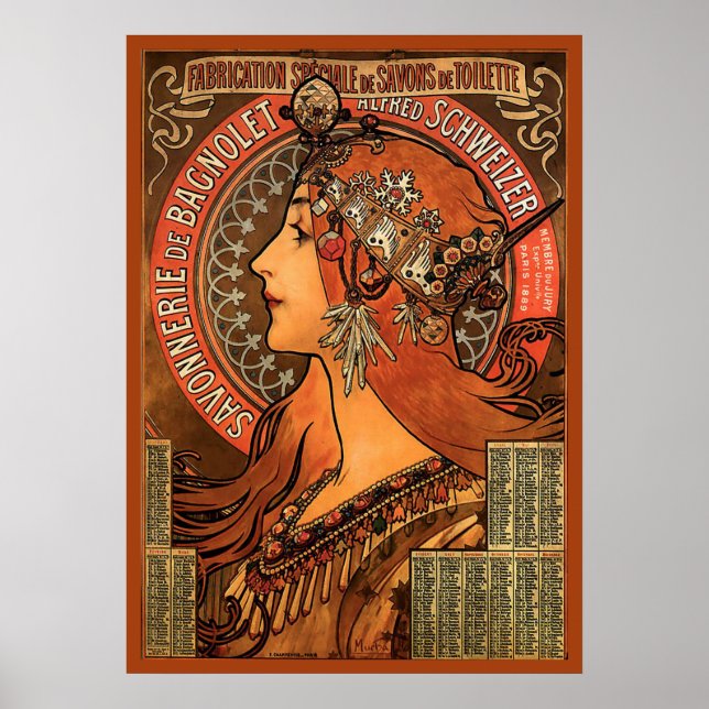 Savonnerie De Bagnolet av Mucha Poster (Framsidan)