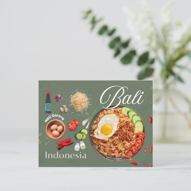 Savor the Flavors of Nasi Goreng Post Card Helg Vykort (Stående Fram)