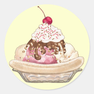 Savory klistermärkear - glassSundae Runt Klistermärke