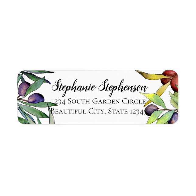 Savory Olife Tuscan Watercolor Returadress Etikett (Framsidan)