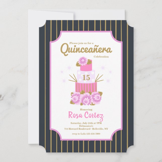 Savory tårta Quinceañera Inbjudningar (Framsida)