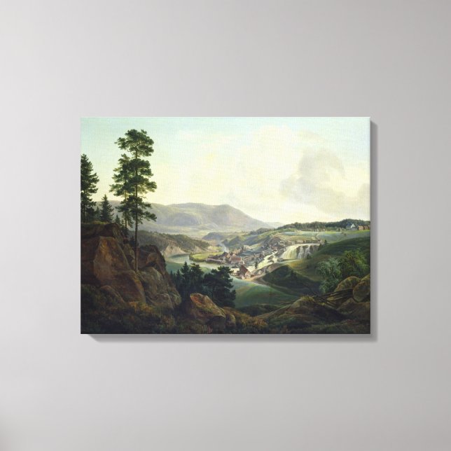 Saw Mill in Norge, 1827 Canvastryck (Framsida)