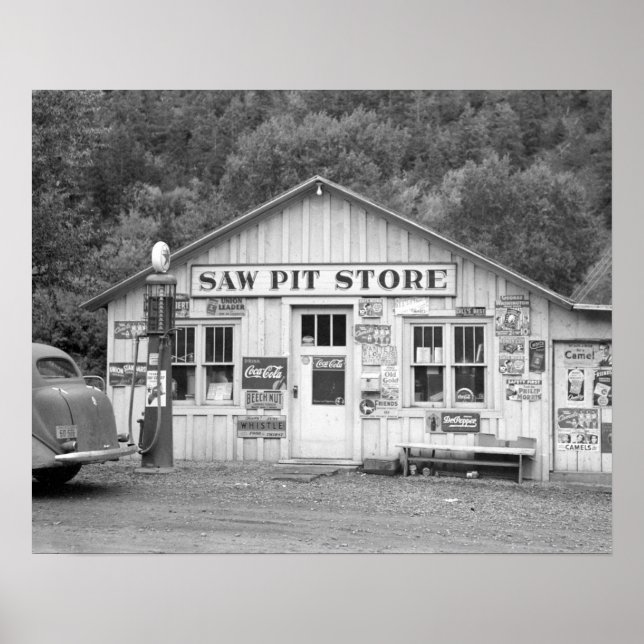 Saw Pit Store, 1940. Gammalt foto Poster (Framsidan)