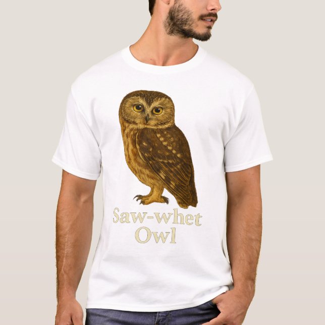 Saw-whet Owl T-Shirt: Raptor Bird Nature Design T Shirt (Framsida)