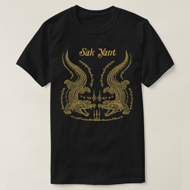 Sawadee Thai Traditional Sak Yant Thai Twin Tigers T Shirt (Design framsida)
