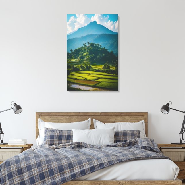 Sawah vid foten av berget canvastryck (Insitu (sovrum))