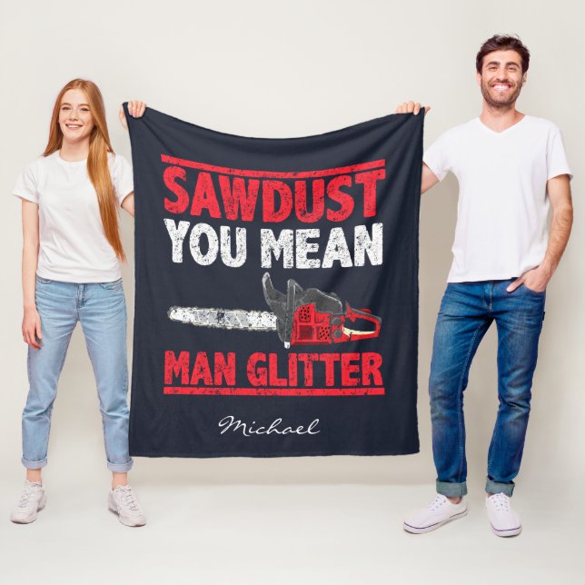 Sawdust You Elak Man Glitter Typography Fleecefilt (På plats)