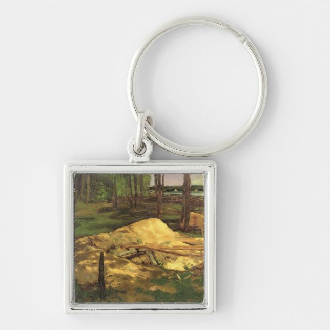 Sawdustgrop, 1876 fyrkantig silverfärgad nyckelring (Framsidan)