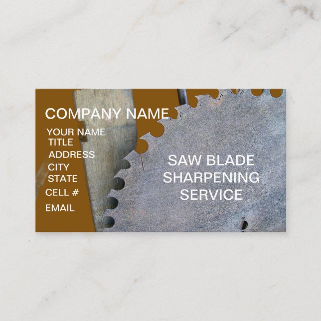 Sawmill Blade Sharpening  Business Card Visitkort (Framsida)